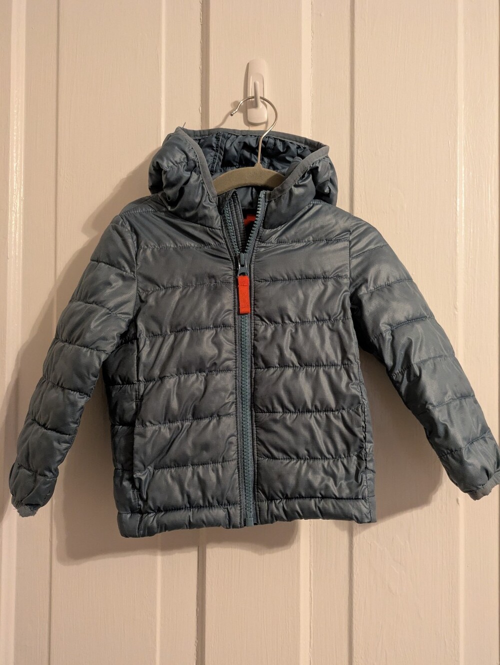 Primary Blue Zip Hooded Puffer Jacket